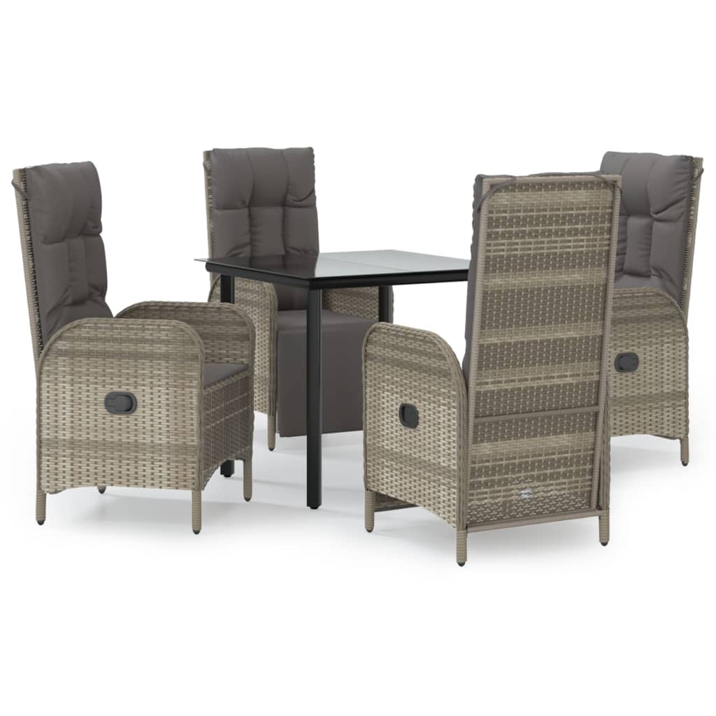 8720845821401_a_en_hd_1 vidaXL 5 Piece Garden Dining Set with Cushions Black and Grey Poly Rattan - Image 2