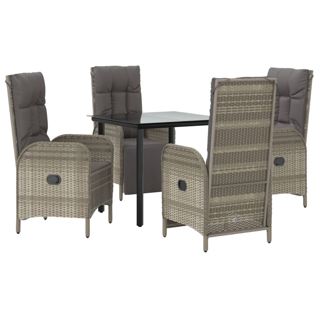 8720845821401_g_en_hd_1 vidaXL 5 Piece Garden Dining Set with Cushions Black and Grey Poly Rattan - Image 3