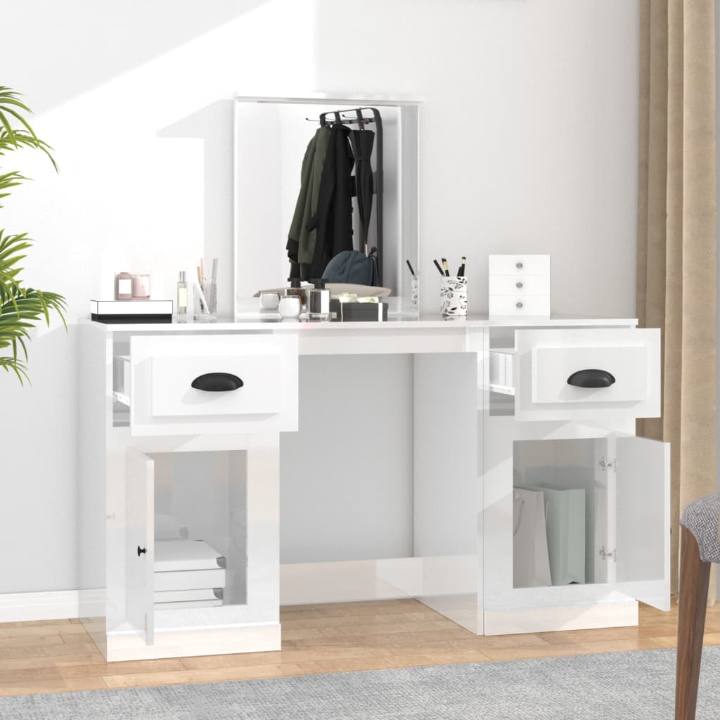 8720845822668_g_en_hd_1 vidaXL Dressing Table with Mirror High Gloss White 130x50x132.5 cm - Image 4