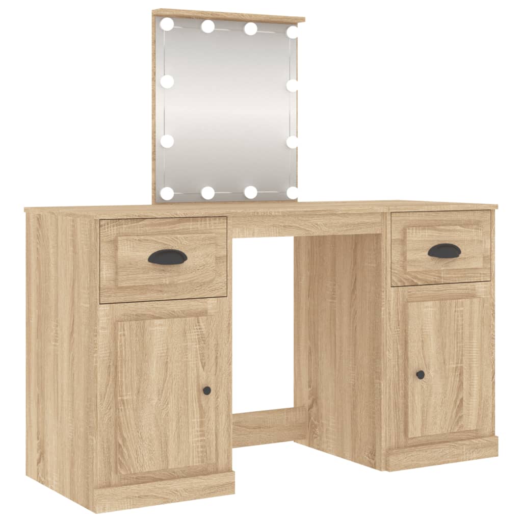 8720845822750_a_en_hd_1 vidaXL Dressing Table with LED Sonoma Oak 130x50x132.5 cm - Image 2