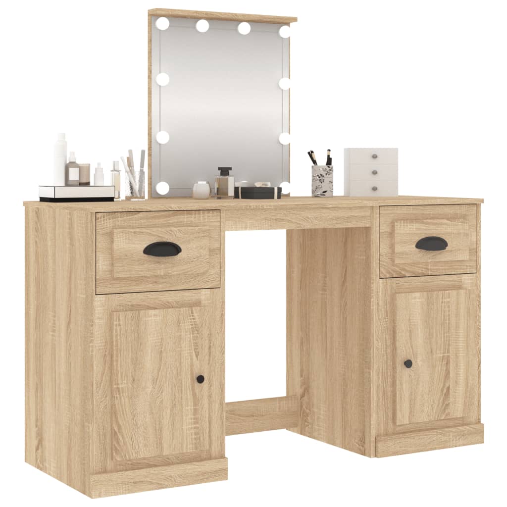 8720845822750_g_en_hd_2 vidaXL Dressing Table with LED Sonoma Oak 130x50x132.5 cm - Image 5
