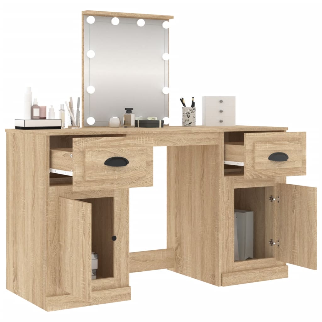 8720845822750_g_en_hd_3 vidaXL Dressing Table with LED Sonoma Oak 130x50x132.5 cm - Image 6
