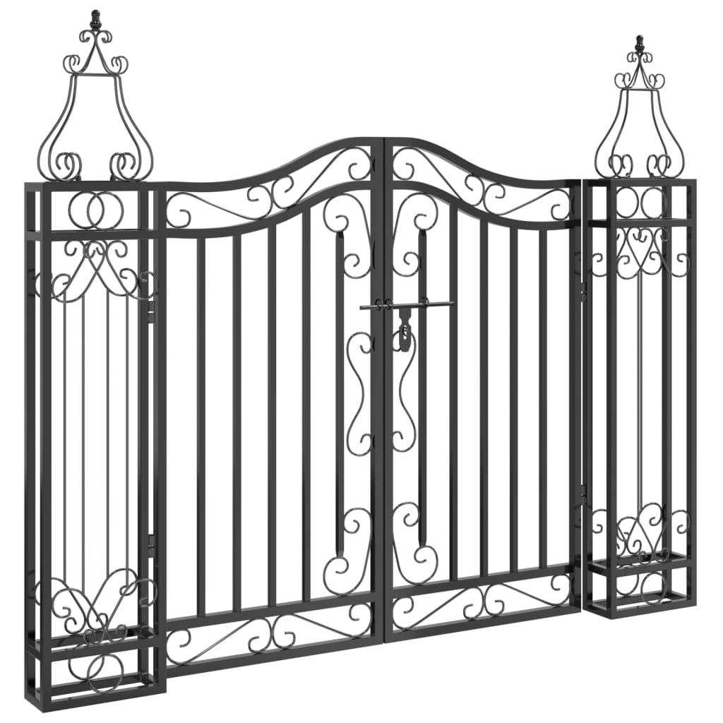 8720845823771_a_en_hd_1 vidaXL Garden Gate Black 121x8x100 cm Wrought Iron - Image 2