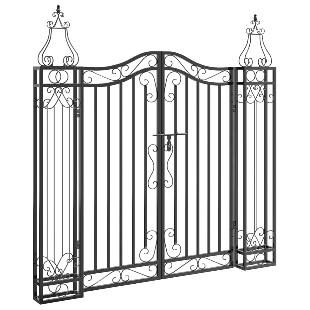 8720845823788_a_en_hd_1 vidaXL Garden Gate Black 121x8x120 cm Wrought Iron - Image 2