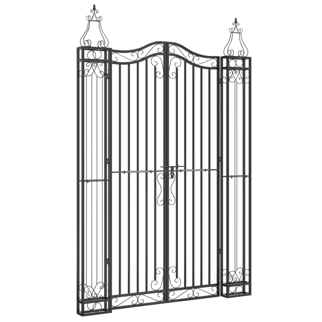 8720845823801_a_en_hd_1 vidaXL Garden Gate Black 121x8x180 cm Wrought Iron - Image 2