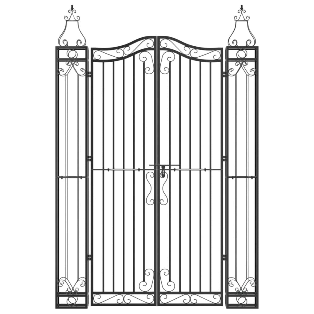 8720845823801_g_en_hd_1 vidaXL Garden Gate Black 121x8x180 cm Wrought Iron - Image 3