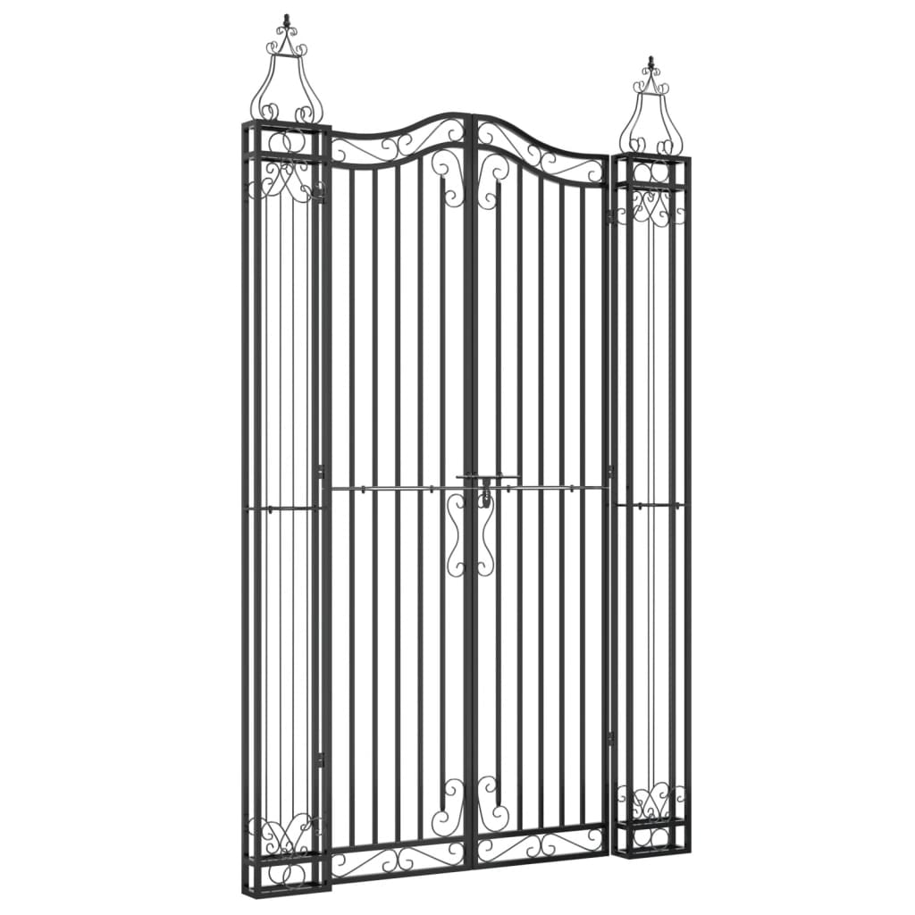 8720845823818_a_en_hd_1 vidaXL Garden Gate Black 121x8x200 cm Wrought Iron - Image 2