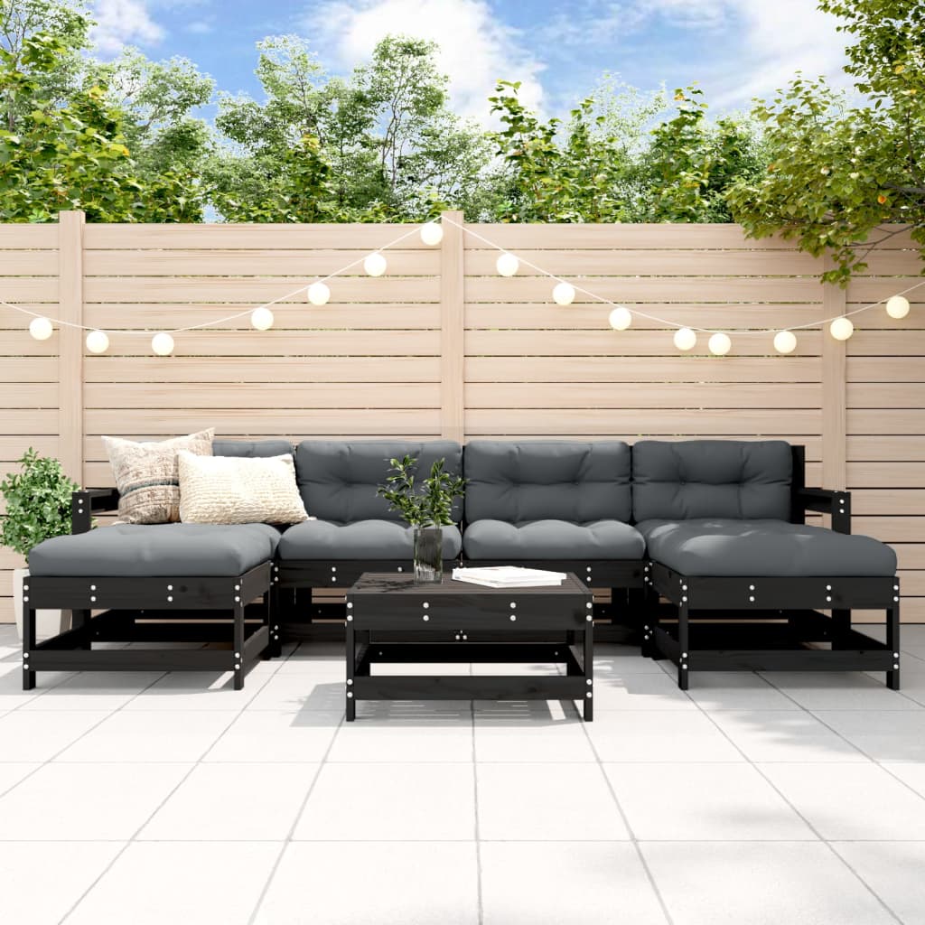 8720845838072_m_en_hd_1 vidaXL 7 Piece Garden Lounge Set with Cushions Black Solid Wood - Image 1