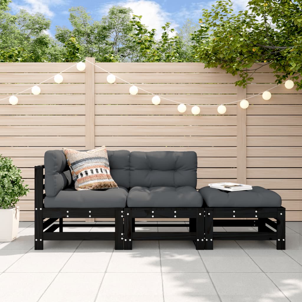 8720845838980_m_en_hd_1 vidaXL 3 Piece Garden Lounge Set with Cushions Black Solid Wood - Image 1