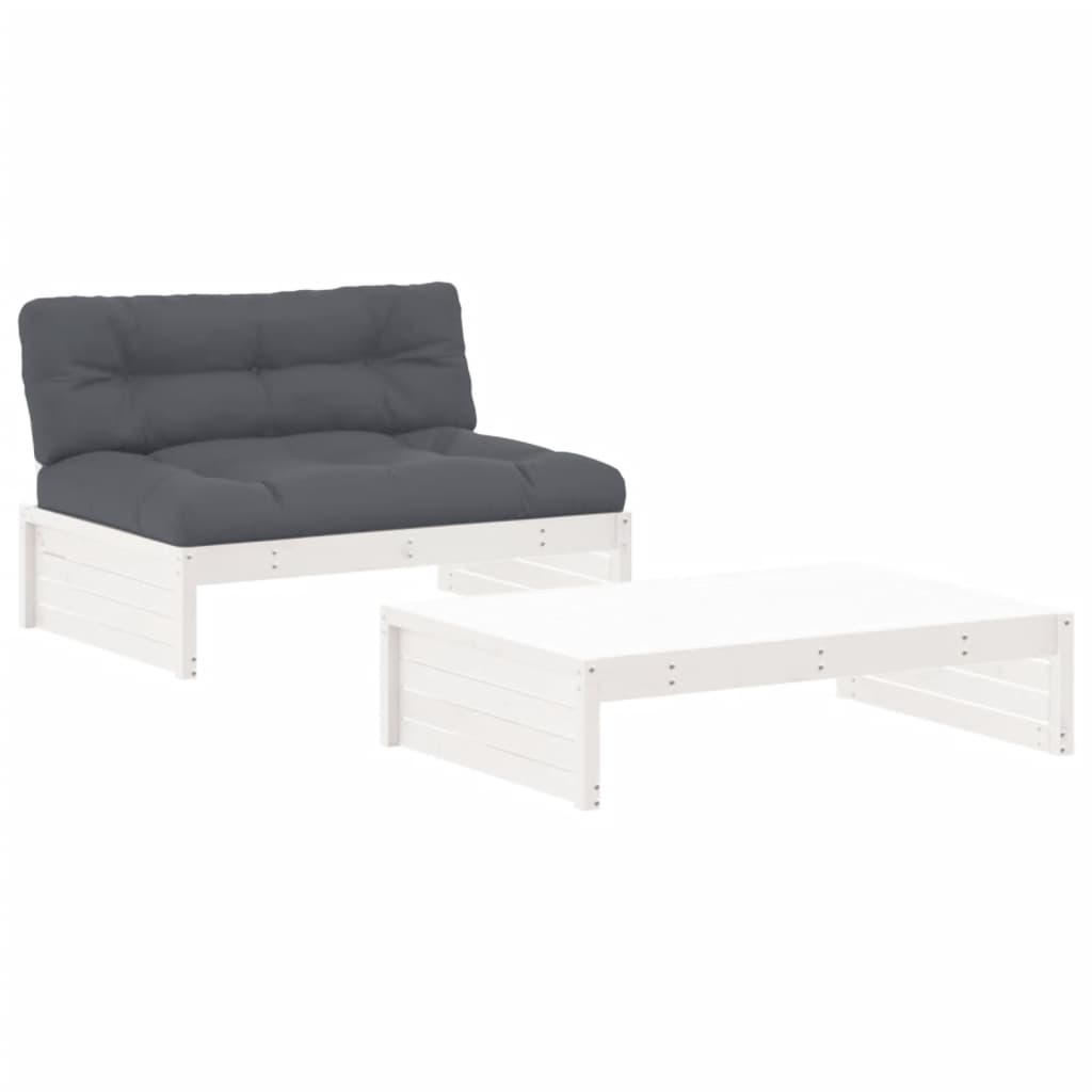 8720845839932_a_en_hd_1 vidaXL 2 Piece Garden Lounge Set with Cushions White Solid Wood - Image 2