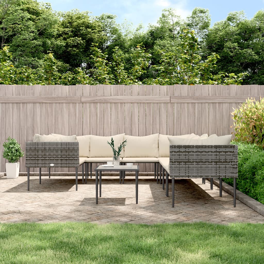 8720845846916_m_en_hd_1 vidaXL 9 Piece Garden Lounge Set with Cushions Grey Poly Rattan - Image 1
