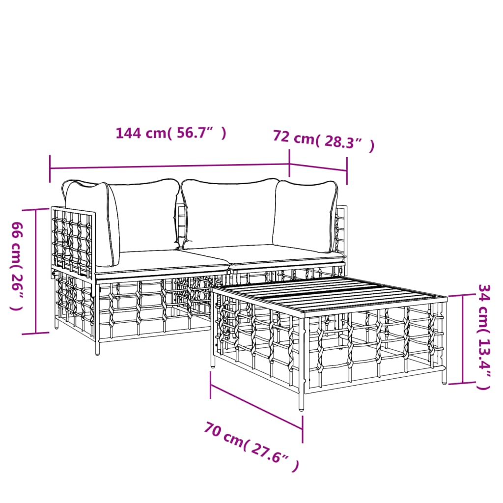 8720845848231_g_en_hd_6 vidaXL 3 Piece Garden Lounge Set with Cushions Anthracite Poly Rattan - Image 8