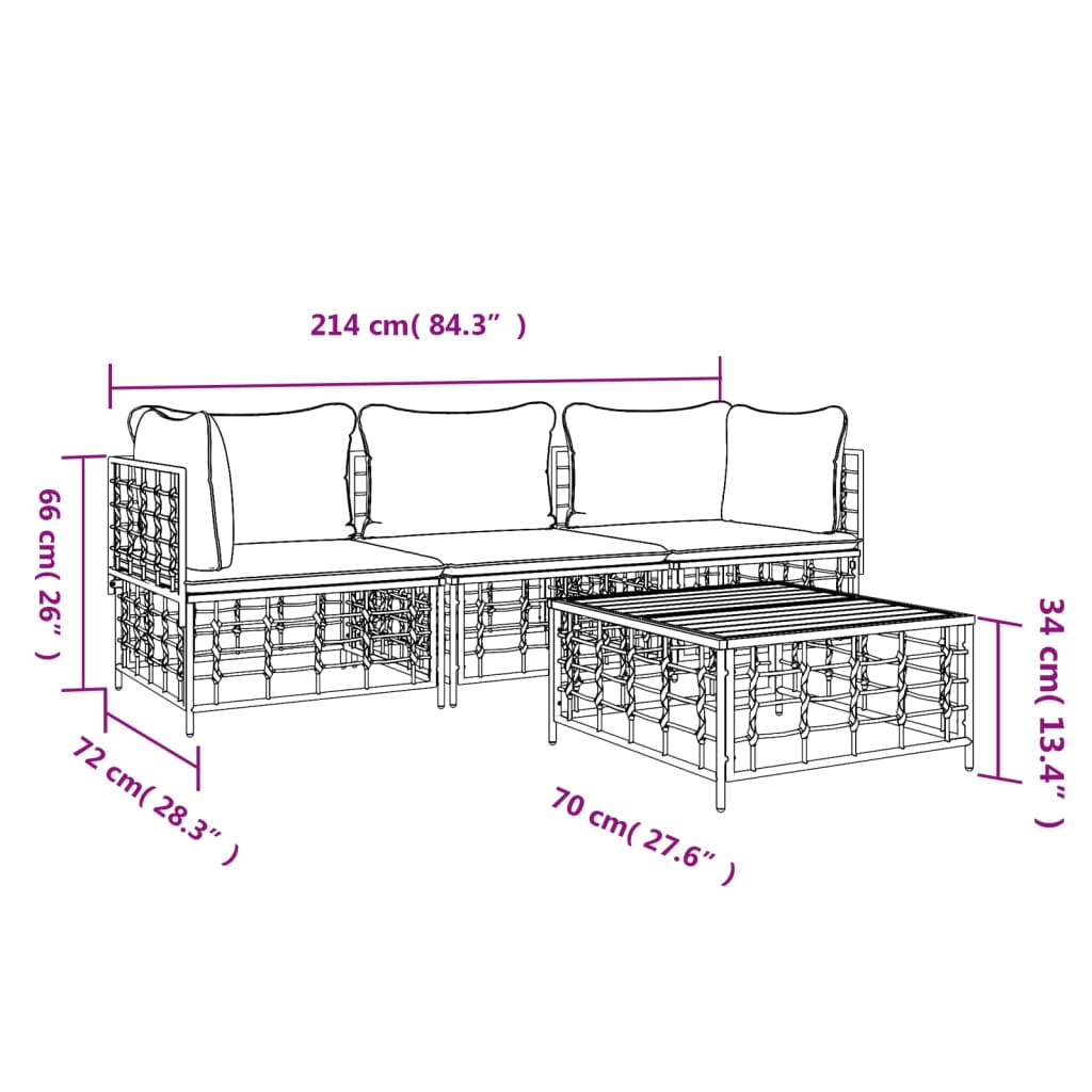8720845848279_g_en_hd_7 vidaXL 4 Piece Garden Lounge Set with Cushions Anthracite Poly Rattan - Image 9
