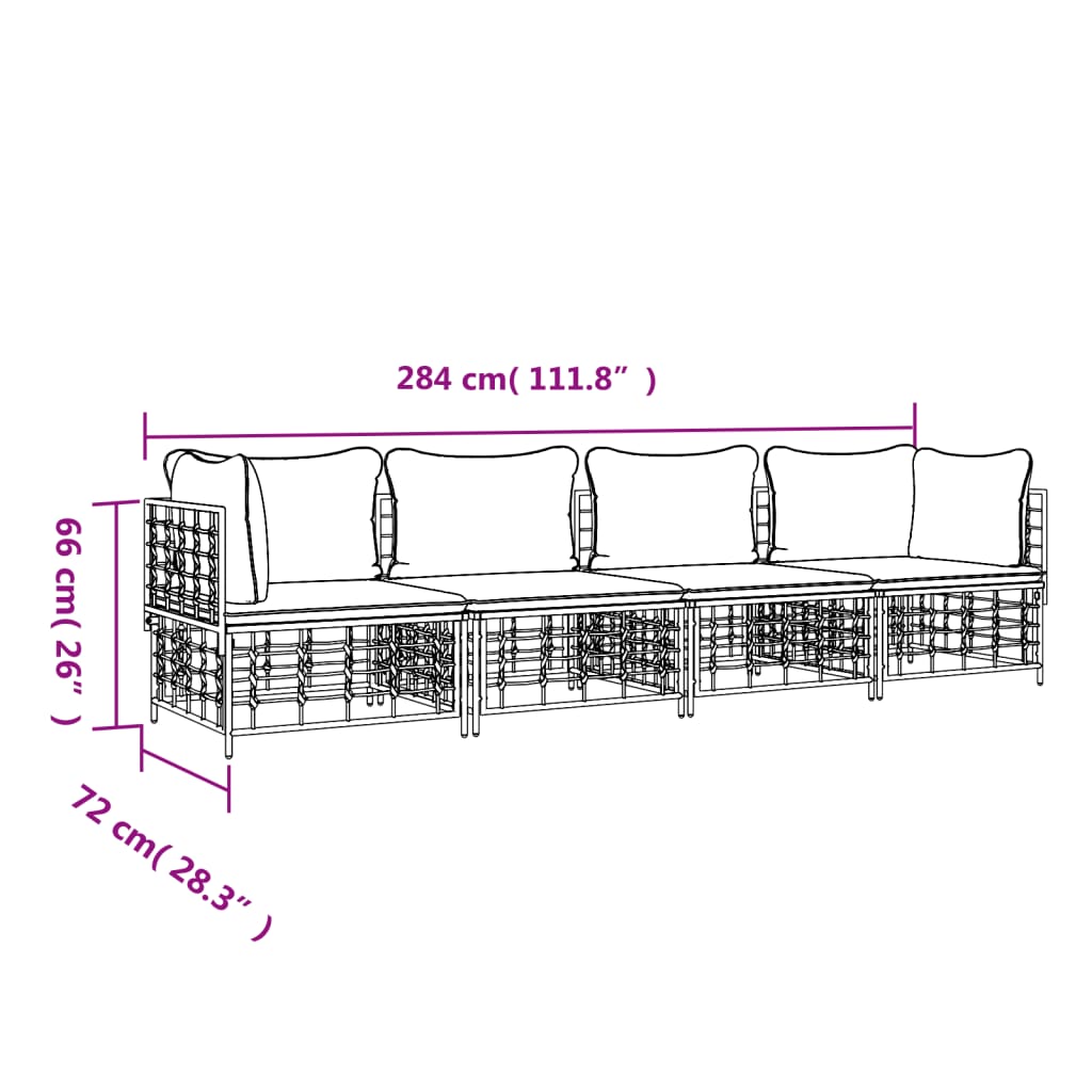 8720845848309_g_en_hd_6 vidaXL 4 Piece Garden Lounge Set with Cushions Anthracite Poly Rattan - Image 8
