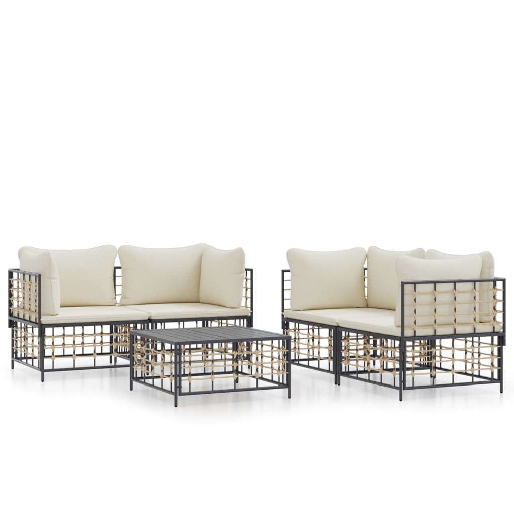 8720845848330_a_en_hd_1 vidaXL 5 Piece Garden Lounge Set with Cushions Anthracite Poly Rattan - Image 2