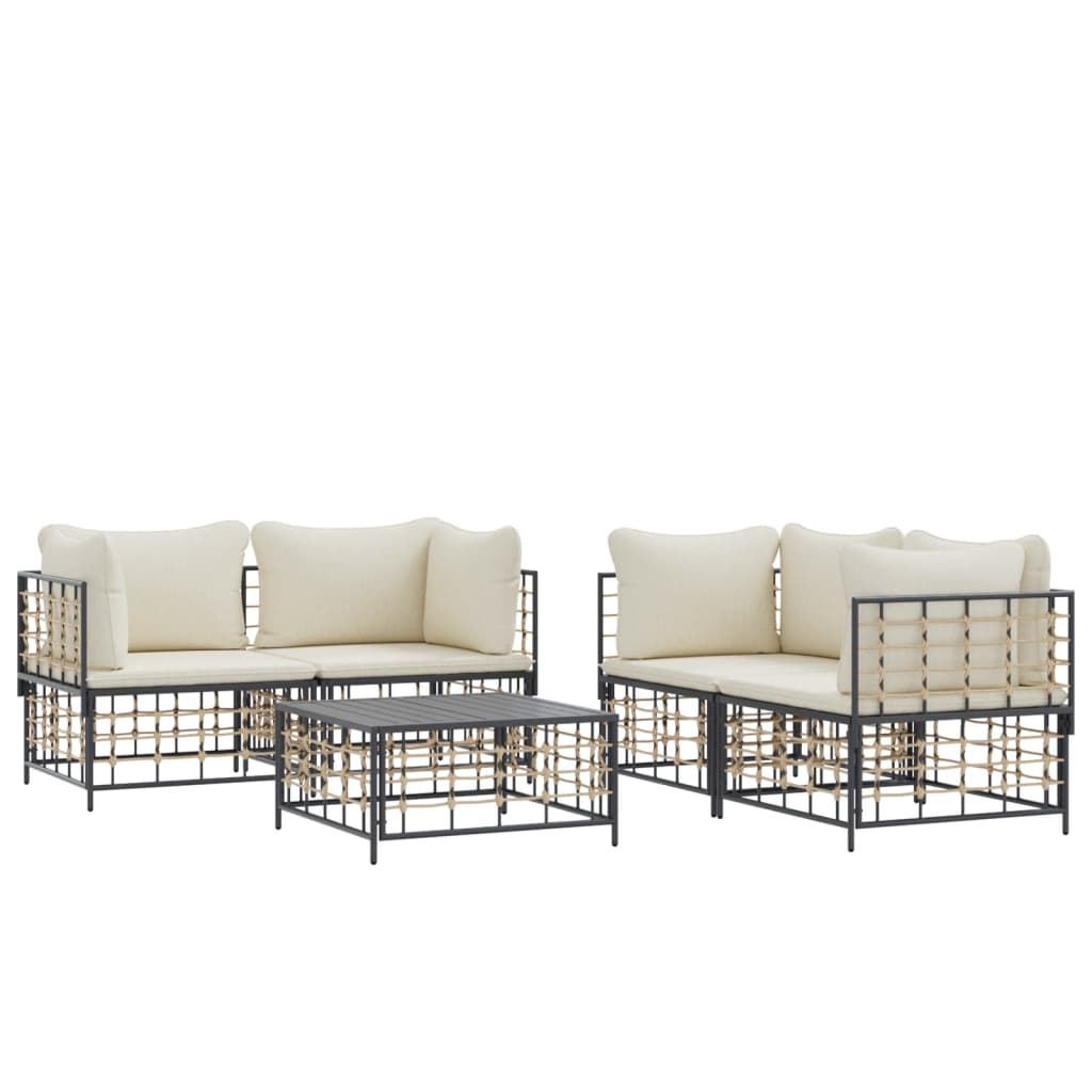 8720845848330_g_en_hd_1 vidaXL 5 Piece Garden Lounge Set with Cushions Anthracite Poly Rattan - Image 3