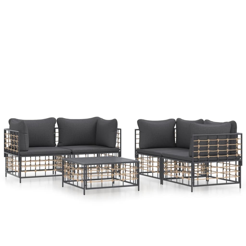 8720845848347_a_en_hd_1 vidaXL 5 Piece Garden Lounge Set with Cushions Anthracite Poly Rattan - Image 2
