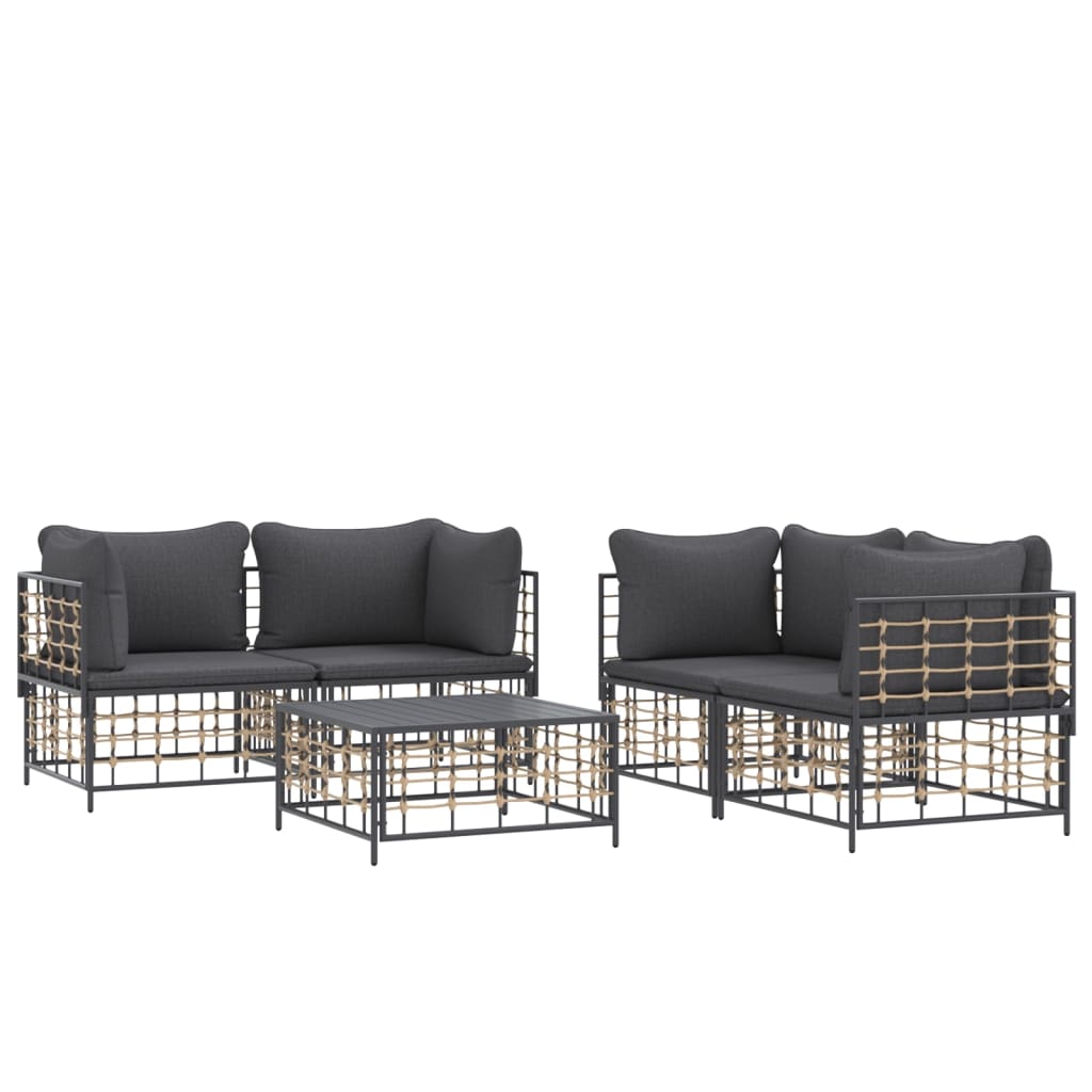 8720845848347_g_en_hd_1 vidaXL 5 Piece Garden Lounge Set with Cushions Anthracite Poly Rattan - Image 3