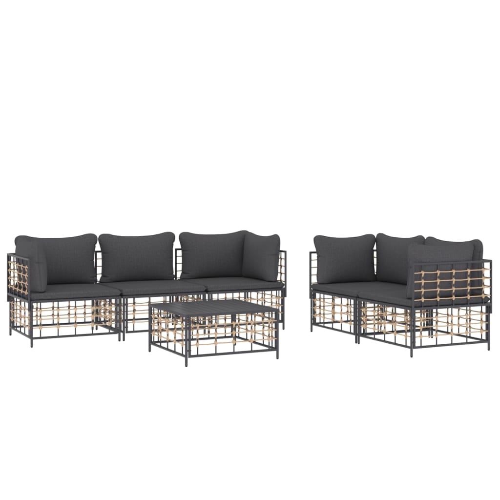 8720845848361_g_en_hd_1 vidaXL 6 Piece Garden Lounge Set with Cushions Anthracite Poly Rattan - Image 3