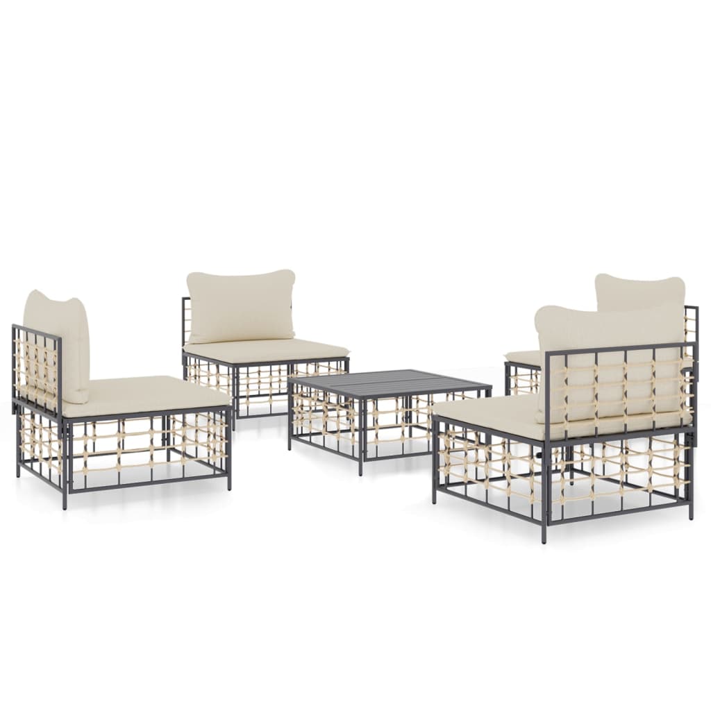 8720845848415_a_en_hd_1 vidaXL 5 Piece Garden Lounge Set with Cushions Anthracite Poly Rattan - Image 2