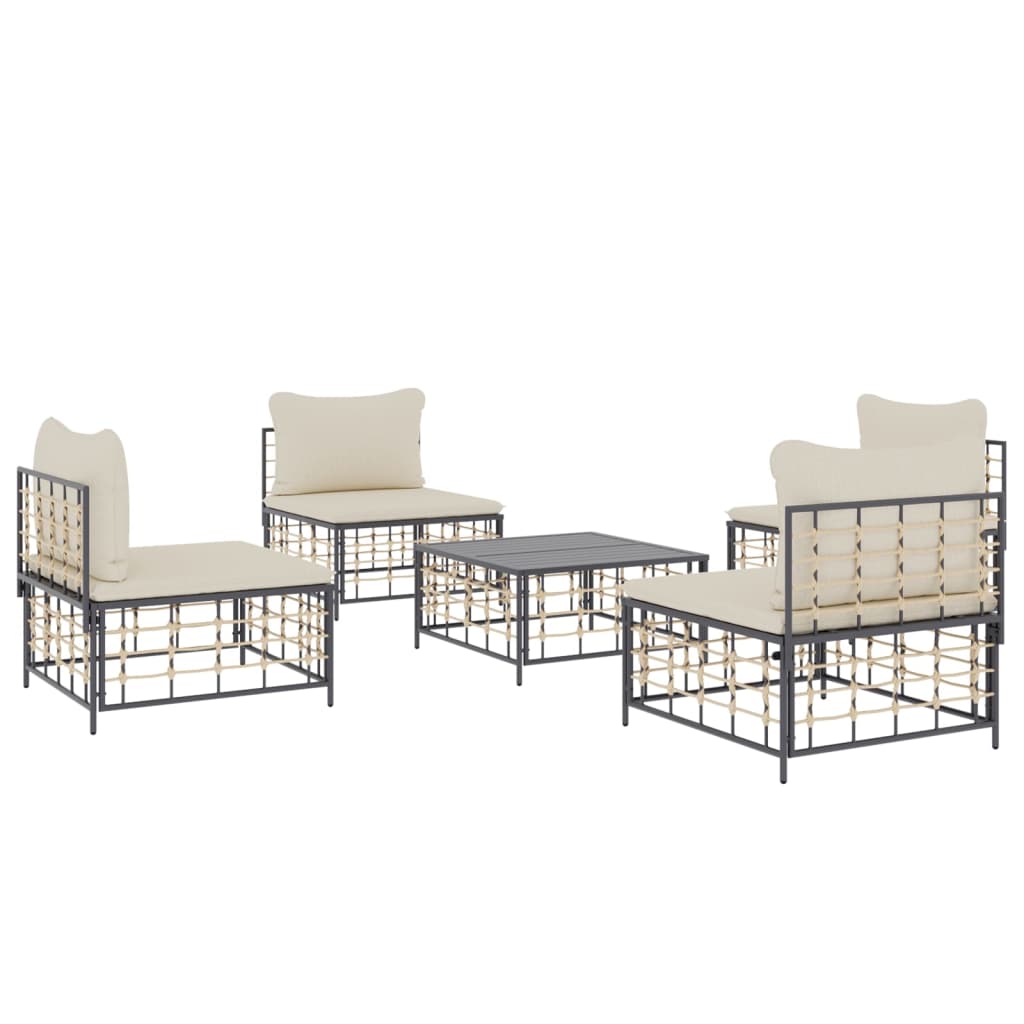 8720845848415_g_en_hd_1 vidaXL 5 Piece Garden Lounge Set with Cushions Anthracite Poly Rattan - Image 3