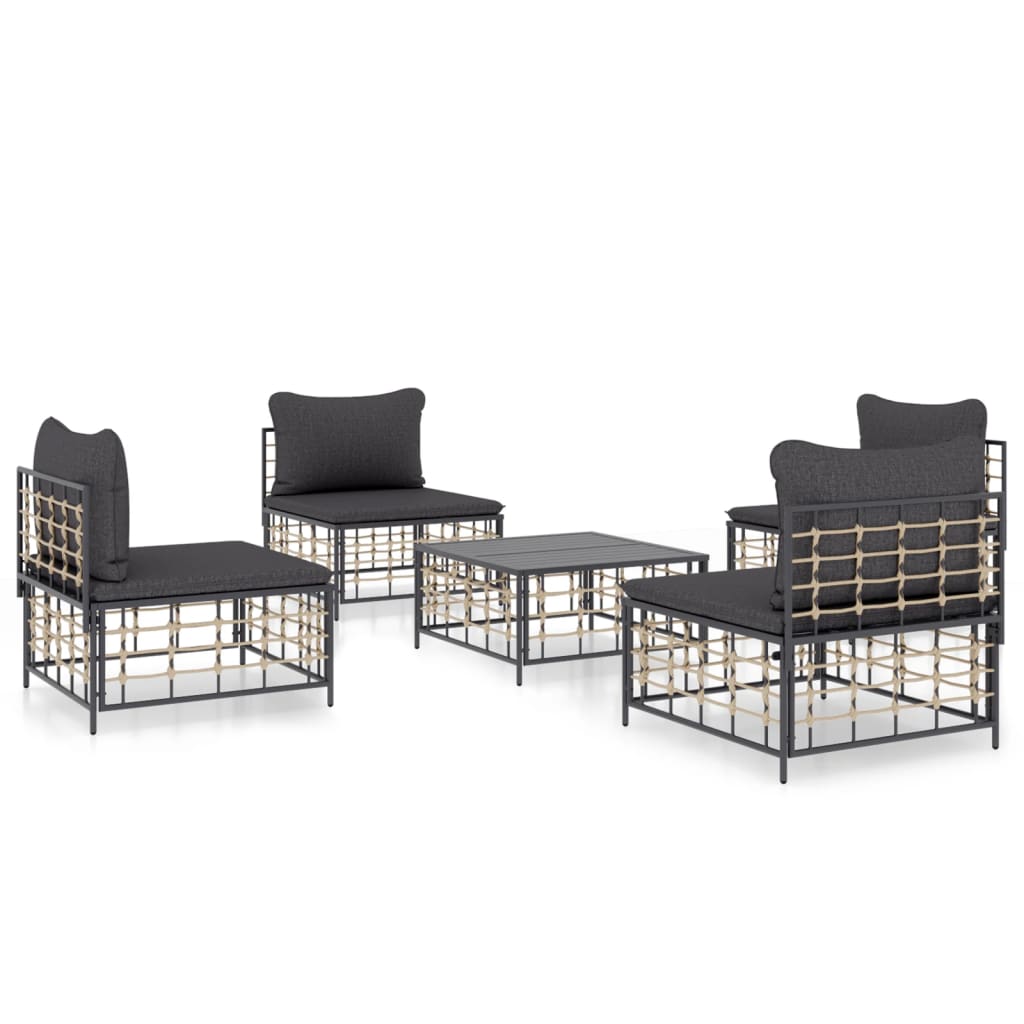 8720845848422_a_en_hd_1 vidaXL 5 Piece Garden Lounge Set with Cushions Anthracite Poly Rattan - Image 2