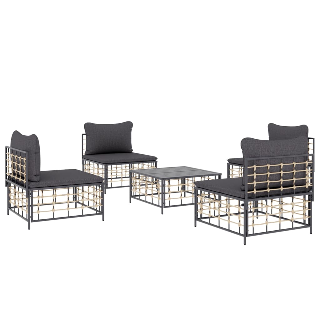 8720845848422_g_en_hd_1 vidaXL 5 Piece Garden Lounge Set with Cushions Anthracite Poly Rattan - Image 3