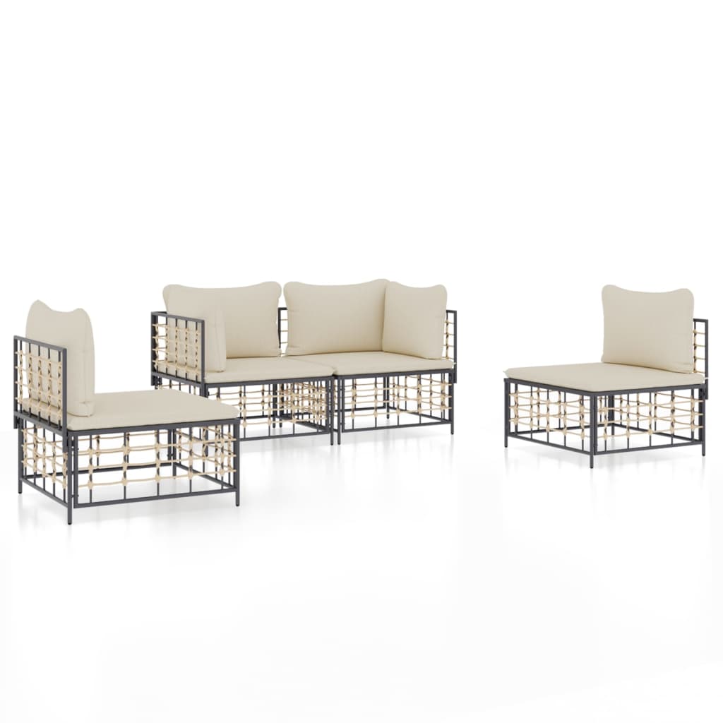 8720845848439_a_en_hd_1 vidaXL 4 Piece Garden Lounge Set with Cushions Anthracite Poly Rattan - Image 2