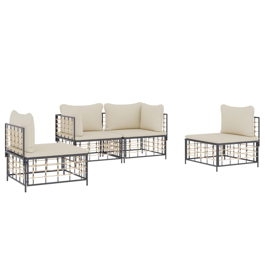 8720845848439_g_en_hd_1 vidaXL 4 Piece Garden Lounge Set with Cushions Anthracite Poly Rattan - Image 3