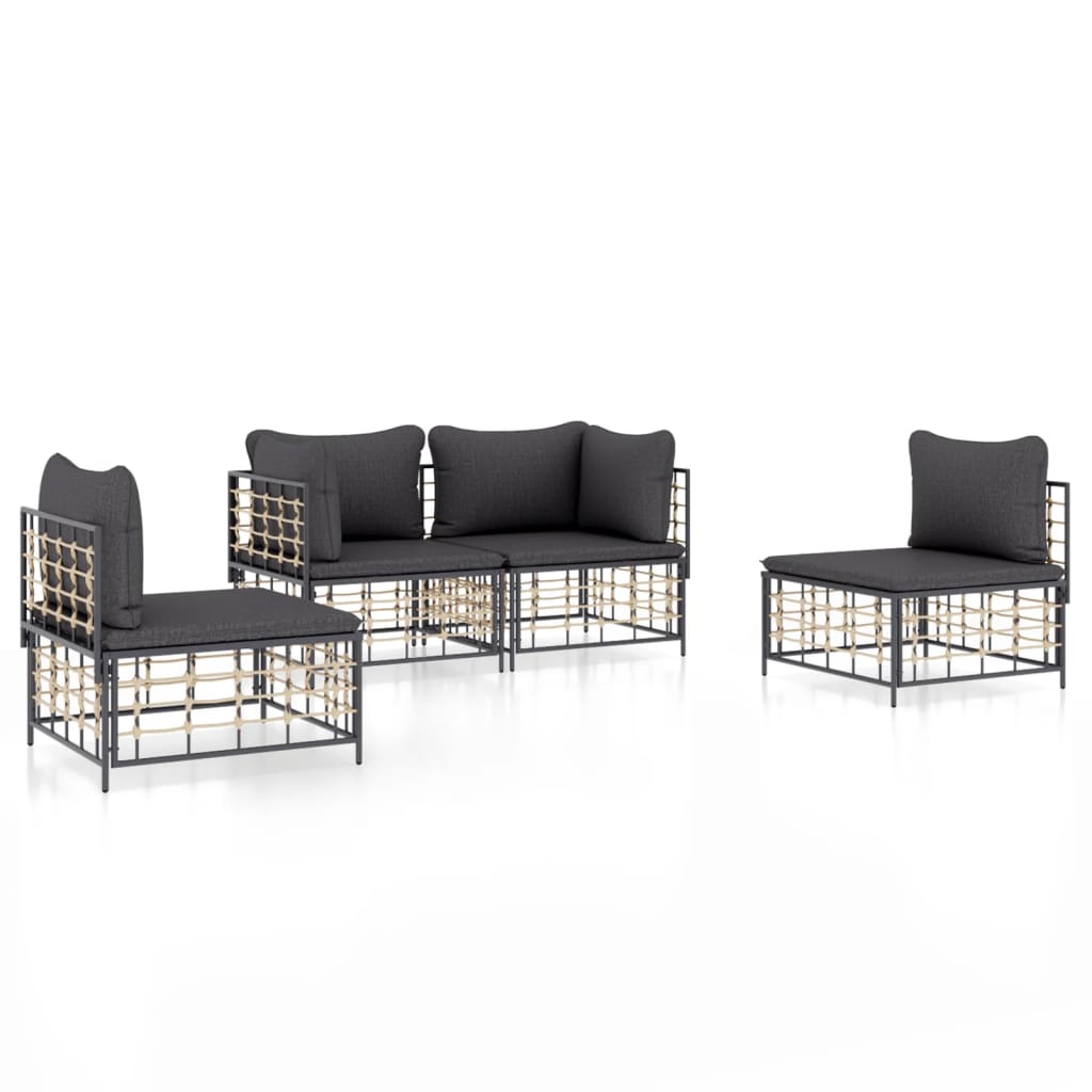 8720845848446_a_en_hd_1 vidaXL 4 Piece Garden Lounge Set with Cushions Anthracite Poly Rattan - Image 2