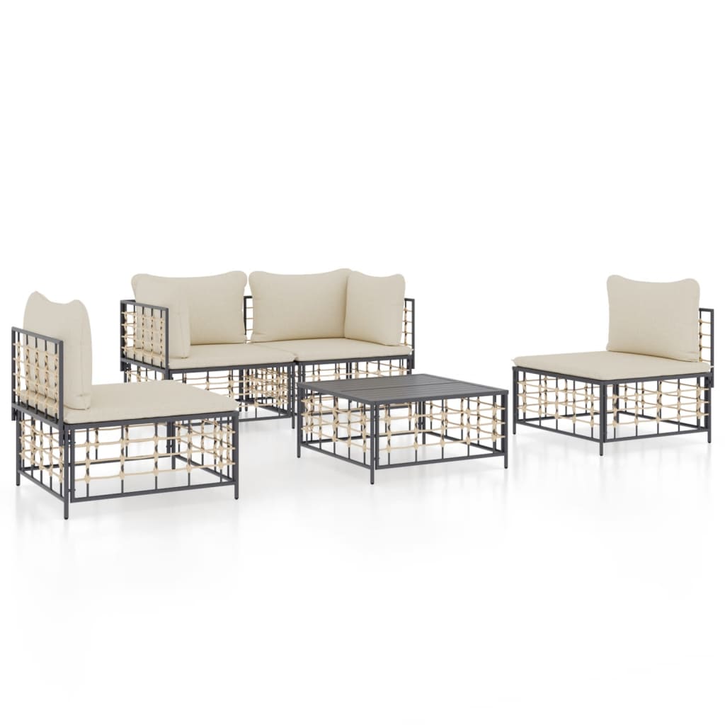 8720845848453_a_en_hd_1 vidaXL 5 Piece Garden Lounge Set with Cushions Anthracite Poly Rattan - Image 2