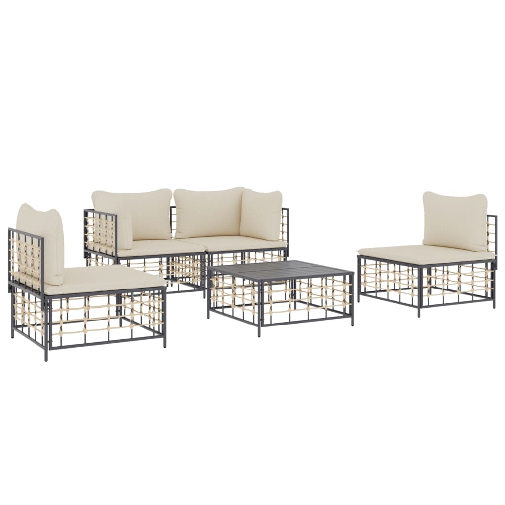 8720845848453_g_en_hd_1 vidaXL 5 Piece Garden Lounge Set with Cushions Anthracite Poly Rattan - Image 3