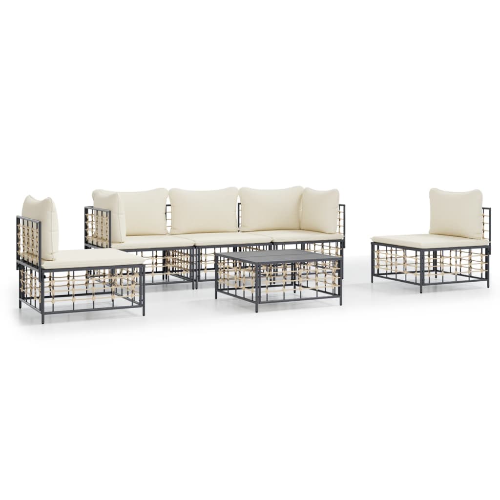 8720845848491_a_en_hd_1 vidaXL 6 Piece Garden Lounge Set with Cushions Anthracite Poly Rattan - Image 2