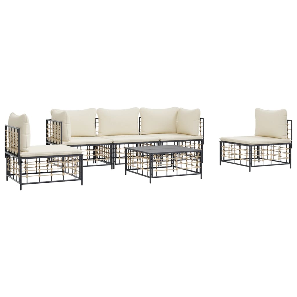 8720845848491_g_en_hd_1 vidaXL 6 Piece Garden Lounge Set with Cushions Anthracite Poly Rattan - Image 3