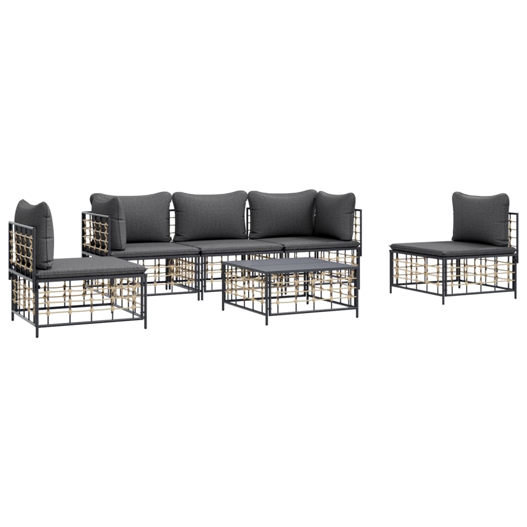 8720845848507_g_en_hd_1 vidaXL 6 Piece Garden Lounge Set with Cushions Anthracite Poly Rattan - Image 3