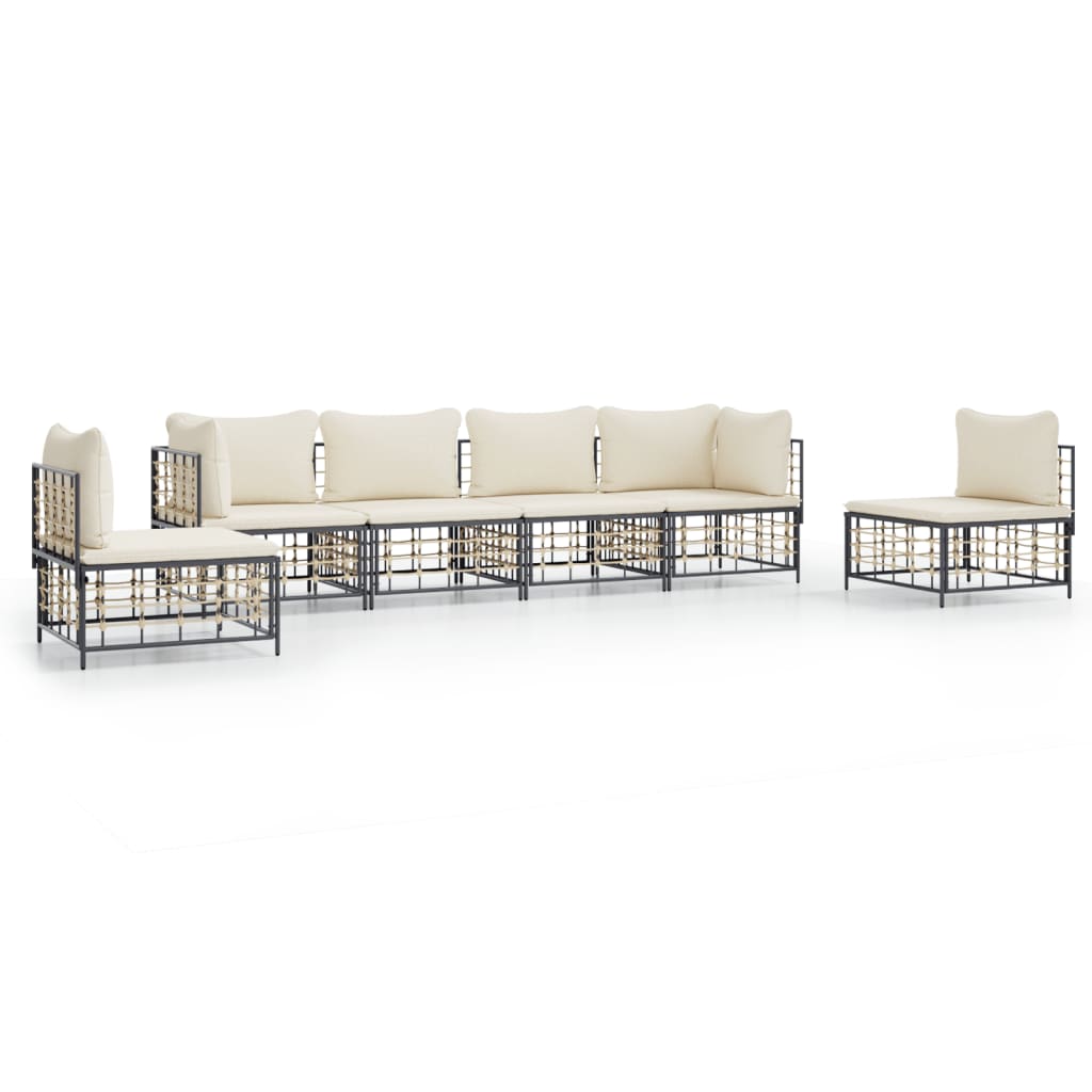 8720845848514_a_en_hd_1 vidaXL 6 Piece Garden Lounge Set with Cushions Anthracite Poly Rattan - Image 2