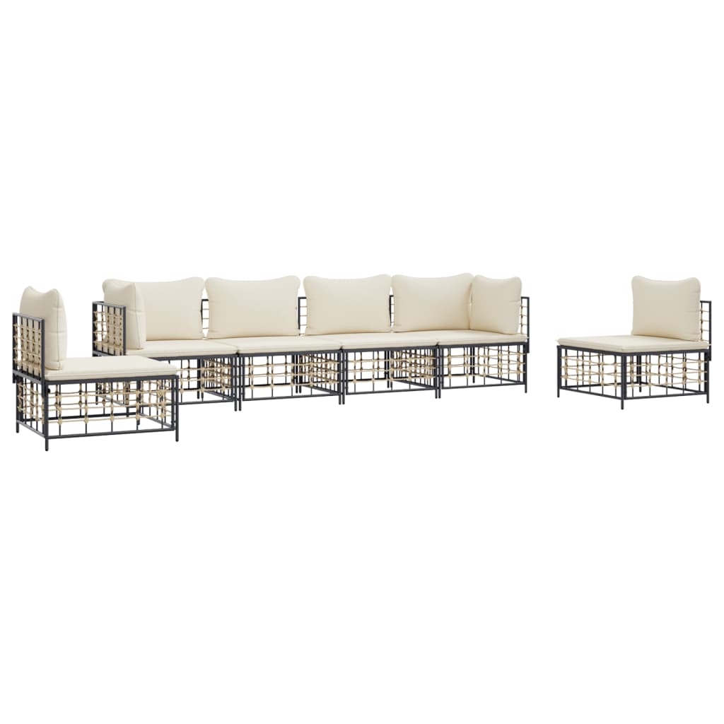 8720845848514_g_en_hd_1 vidaXL 6 Piece Garden Lounge Set with Cushions Anthracite Poly Rattan - Image 3