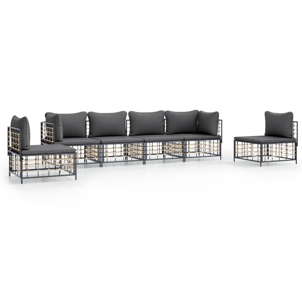 8720845848521_a_en_hd_1 vidaXL 6 Piece Garden Lounge Set with Cushions Anthracite Poly Rattan - Image 2