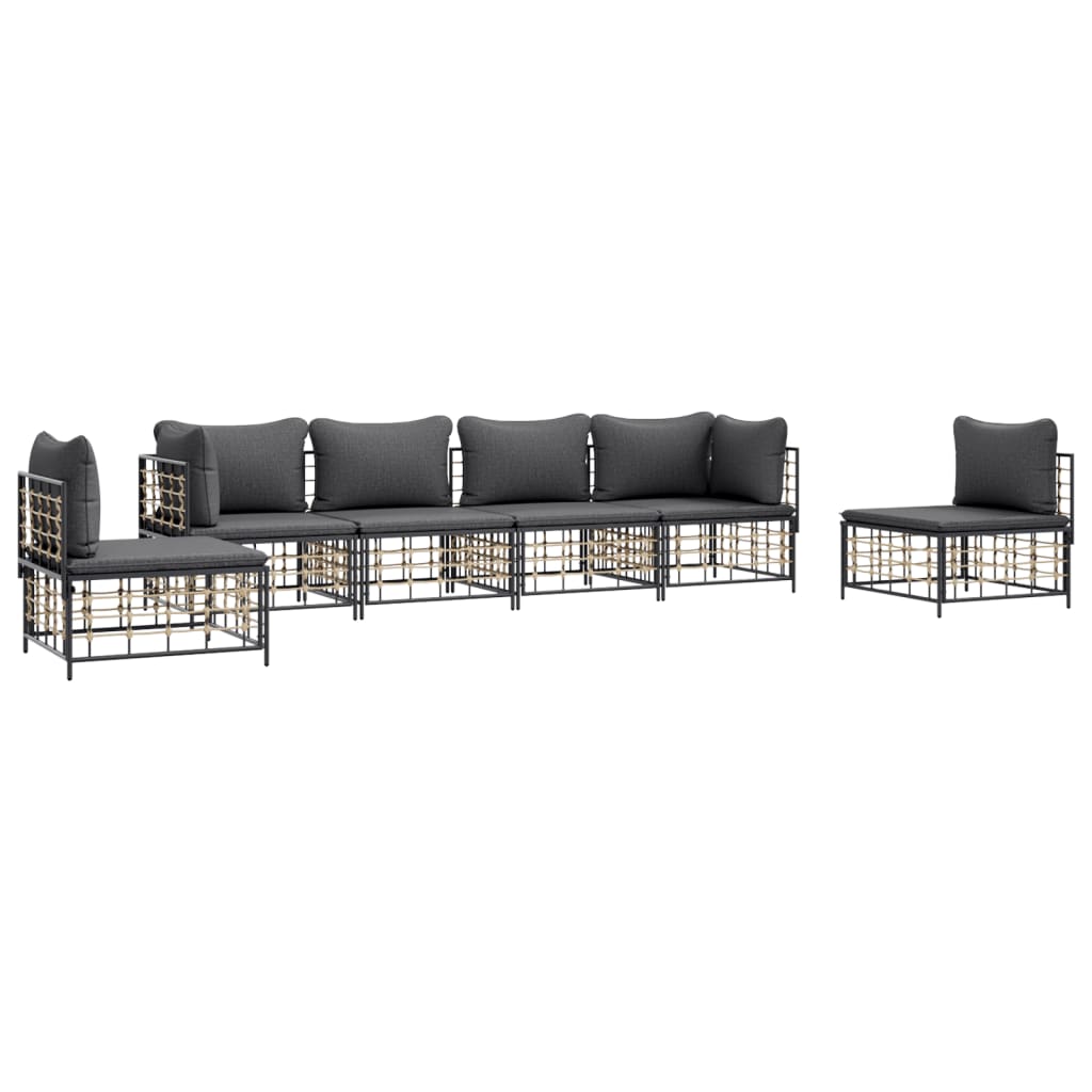 8720845848521_g_en_hd_1 vidaXL 6 Piece Garden Lounge Set with Cushions Anthracite Poly Rattan - Image 3