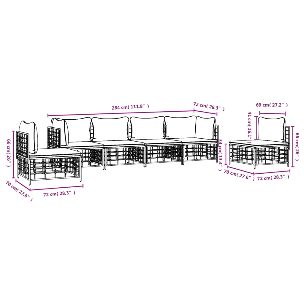 8720845848521_g_en_hd_6 vidaXL 6 Piece Garden Lounge Set with Cushions Anthracite Poly Rattan - Image 8