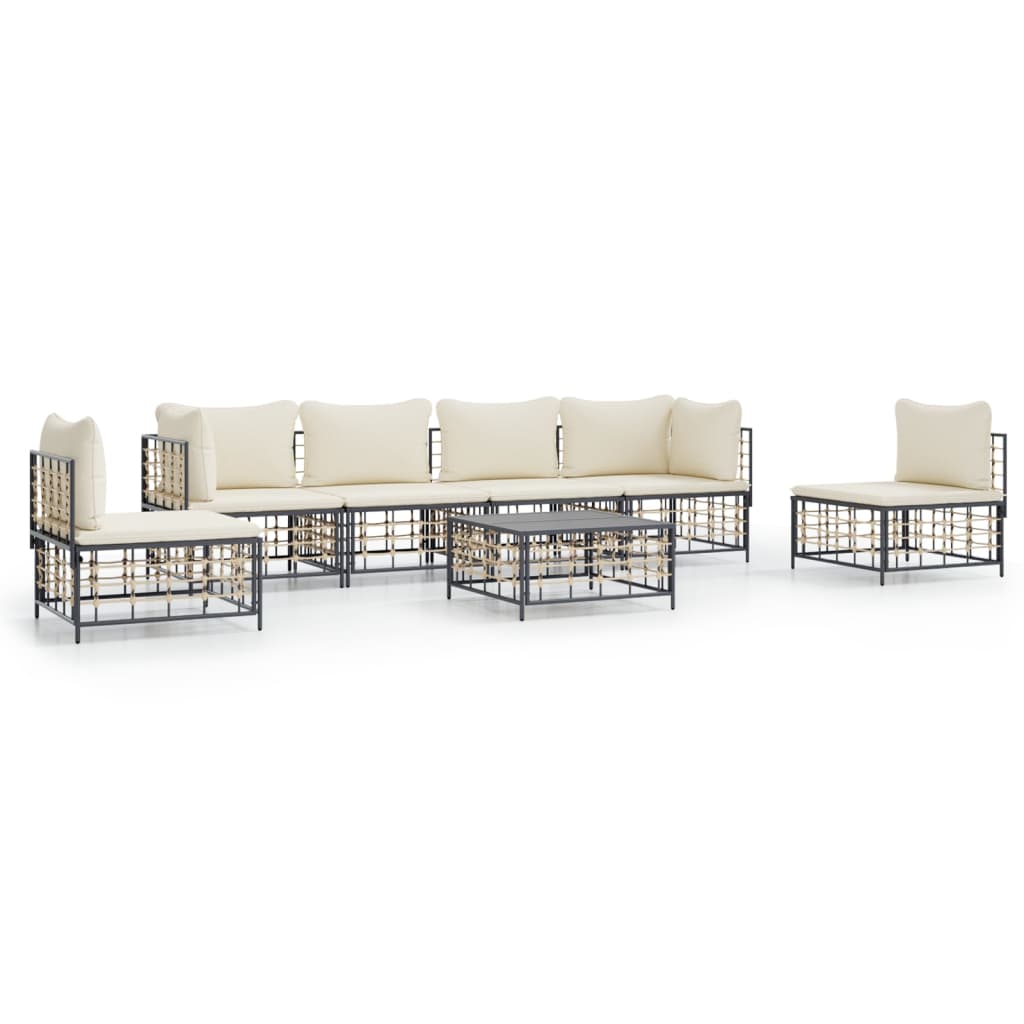 8720845848538_a_en_hd_1 vidaXL 7 Piece Garden Lounge Set with Cushions Anthracite Poly Rattan - Image 2