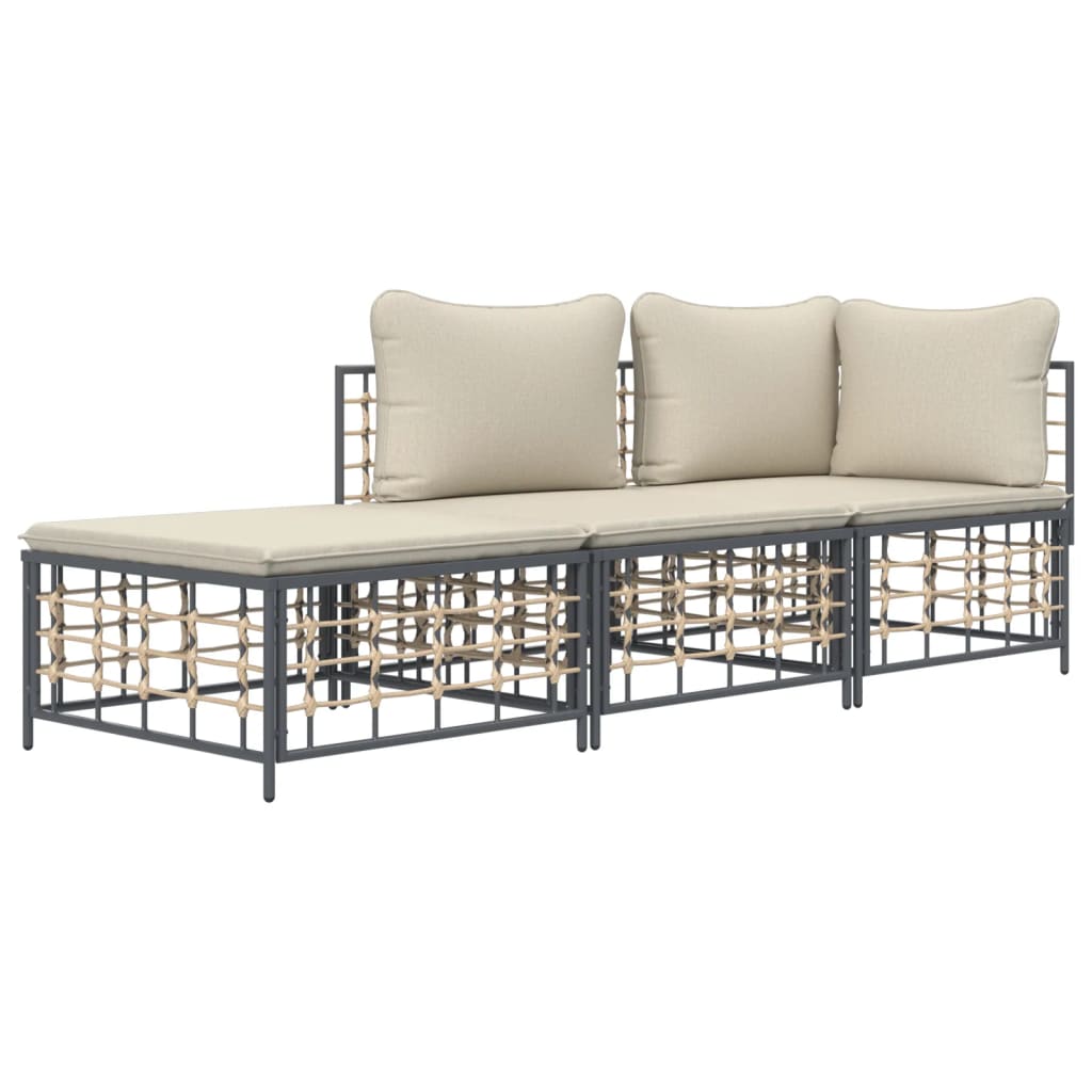 8720845848552_g_en_hd_1 vidaXL 3 Piece Garden Lounge Set with Cushions Anthracite Poly Rattan - Image 3