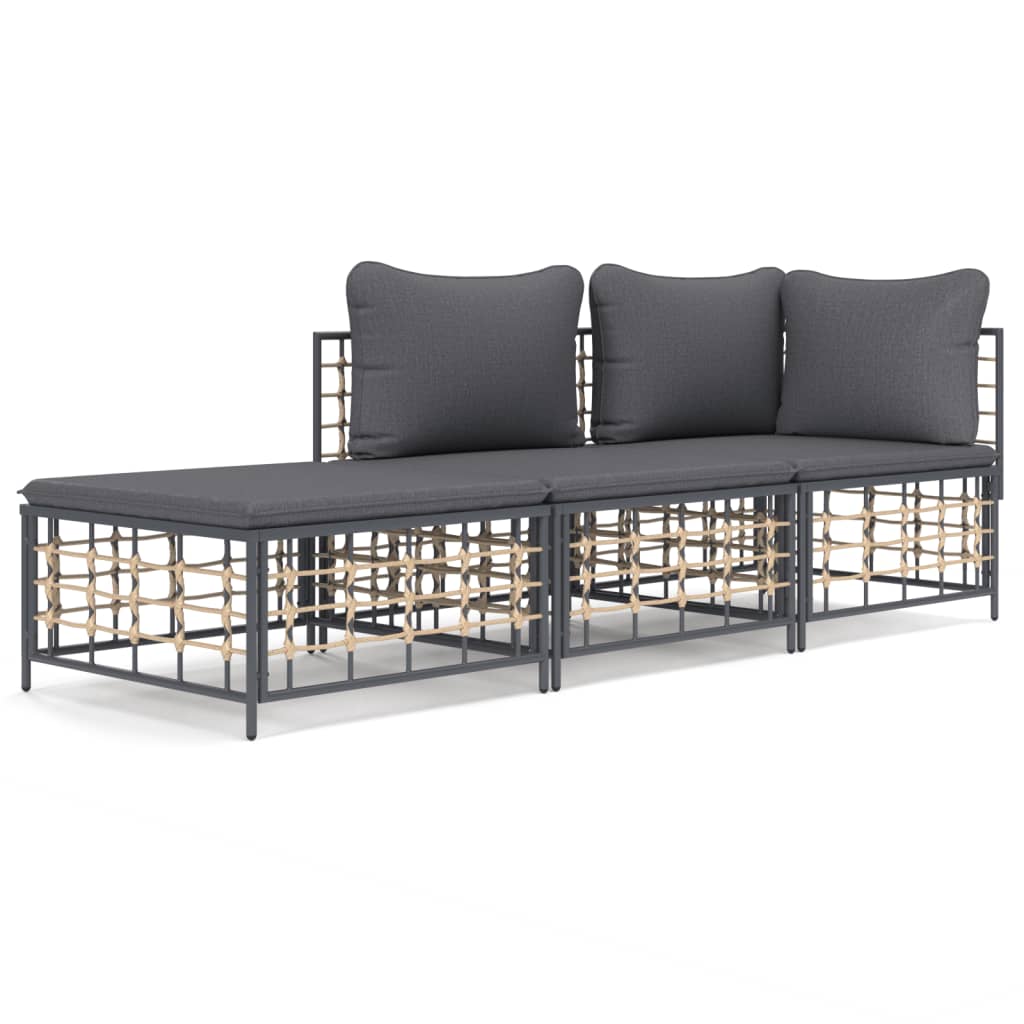 8720845848569_a_en_hd_1 vidaXL 3 Piece Garden Lounge Set with Cushions Anthracite Poly Rattan - Image 2