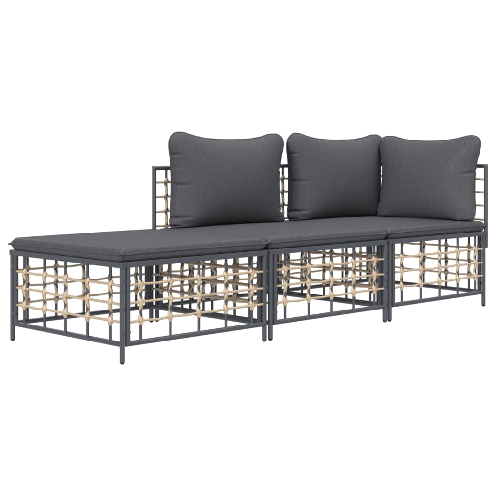 8720845848569_g_en_hd_1 vidaXL 3 Piece Garden Lounge Set with Cushions Anthracite Poly Rattan - Image 3