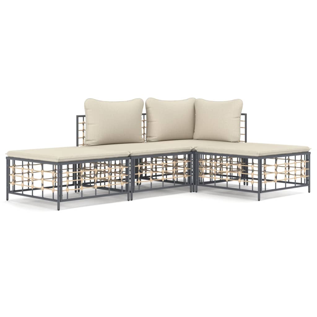 8720845848576_a_en_hd_1 vidaXL 4 Piece Garden Lounge Set with Cushions Anthracite Poly Rattan - Image 2