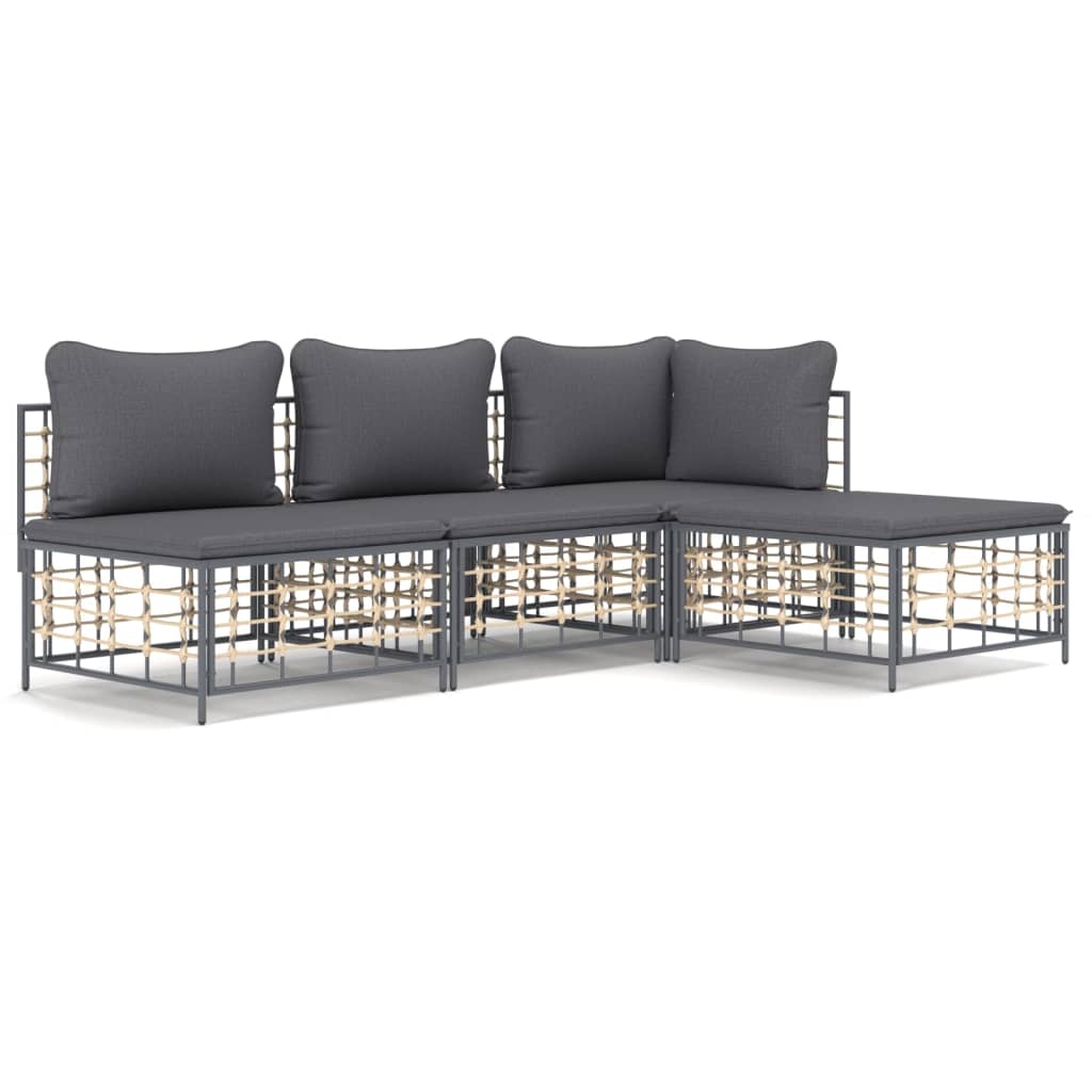 8720845848620_a_en_hd_1 vidaXL 4 Piece Garden Lounge Set with Cushions Anthracite Poly Rattan - Image 2