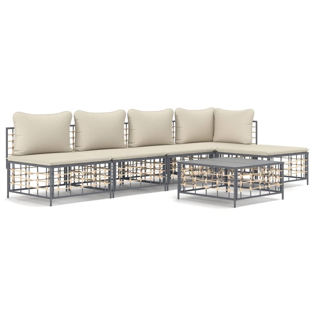 8720845848675_a_en_hd_1 vidaXL 6 Piece Garden Lounge Set with Cushions Anthracite Poly Rattan - Image 2