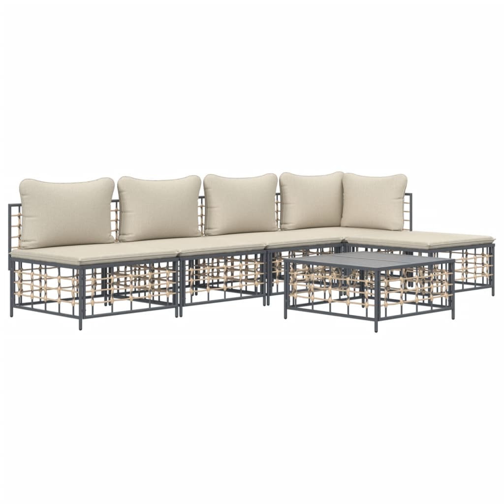 8720845848675_g_en_hd_1 vidaXL 6 Piece Garden Lounge Set with Cushions Anthracite Poly Rattan - Image 3