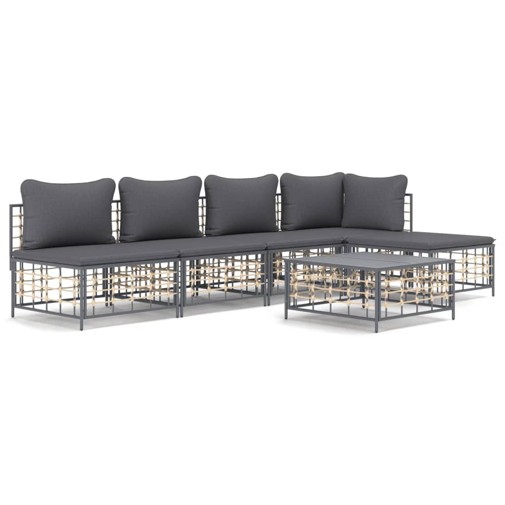 8720845848682_a_en_hd_1 vidaXL 6 Piece Garden Lounge Set with Cushions Anthracite Poly Rattan - Image 2