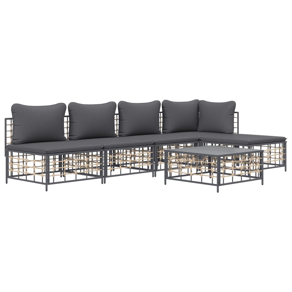 8720845848682_g_en_hd_1 vidaXL 6 Piece Garden Lounge Set with Cushions Anthracite Poly Rattan - Image 3